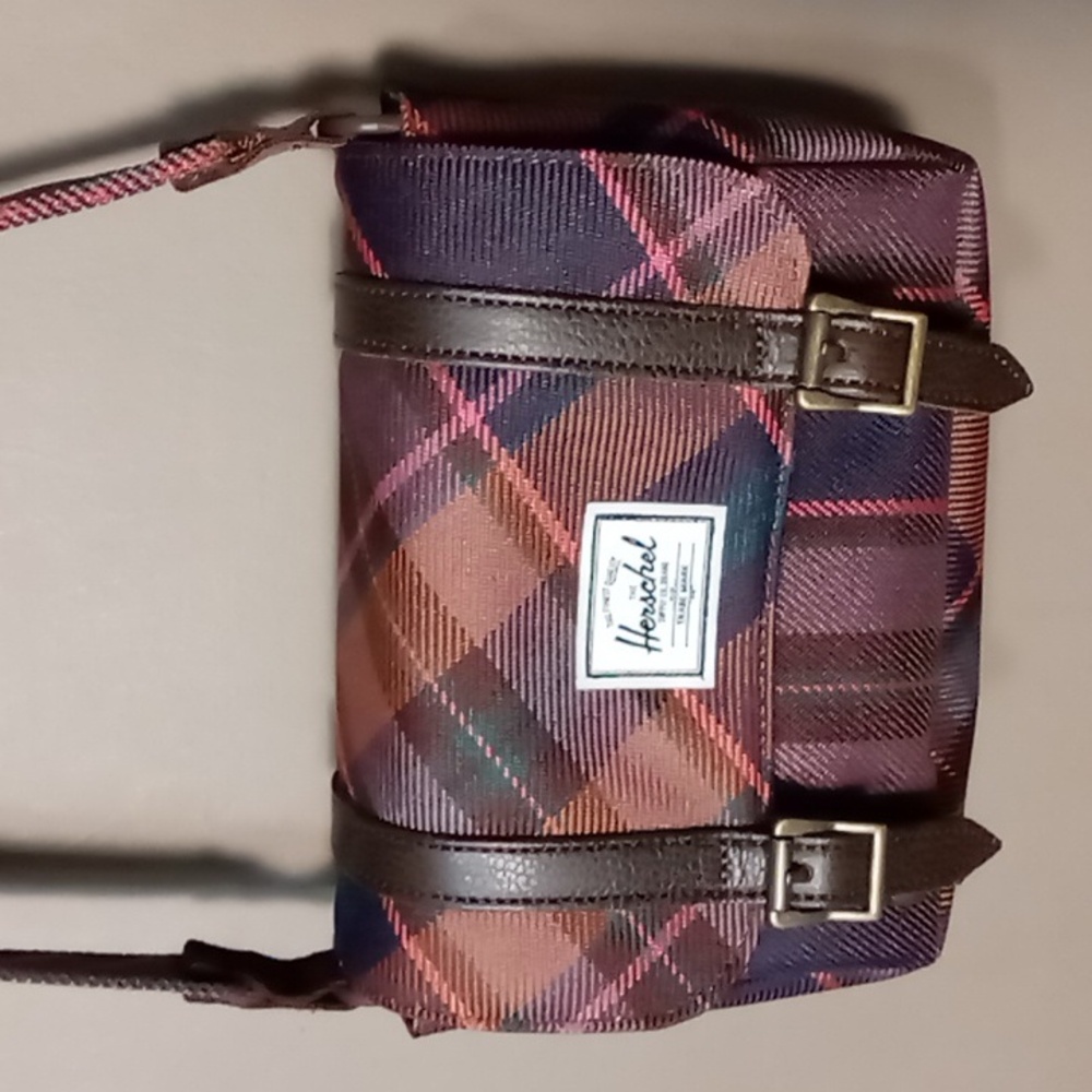 Herschel Plaid Mini Crossbody Purse w Snaps - Picture 4 of 11